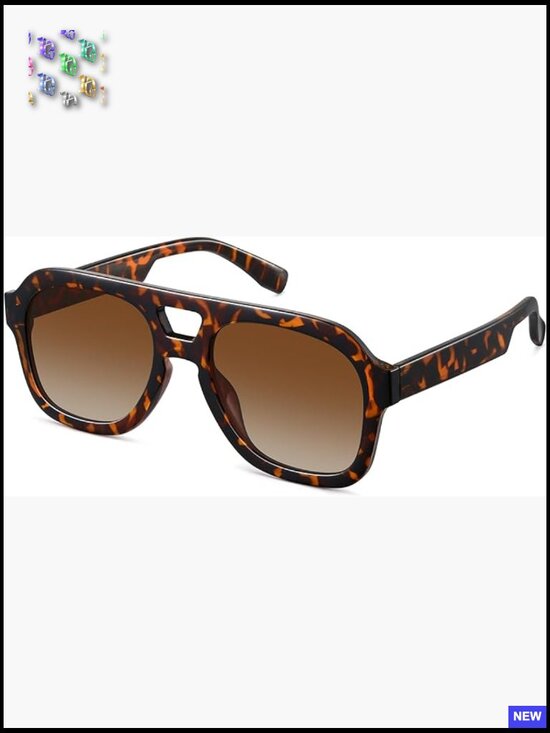 Oversized Flat Top Chunky Aviator Sunglasses Retro 70s Double Bridge Square main image 6